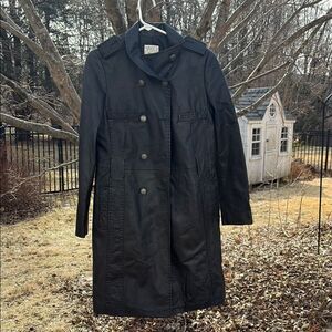 Vakko Black Leather Trench Coat Full-Length Tailored